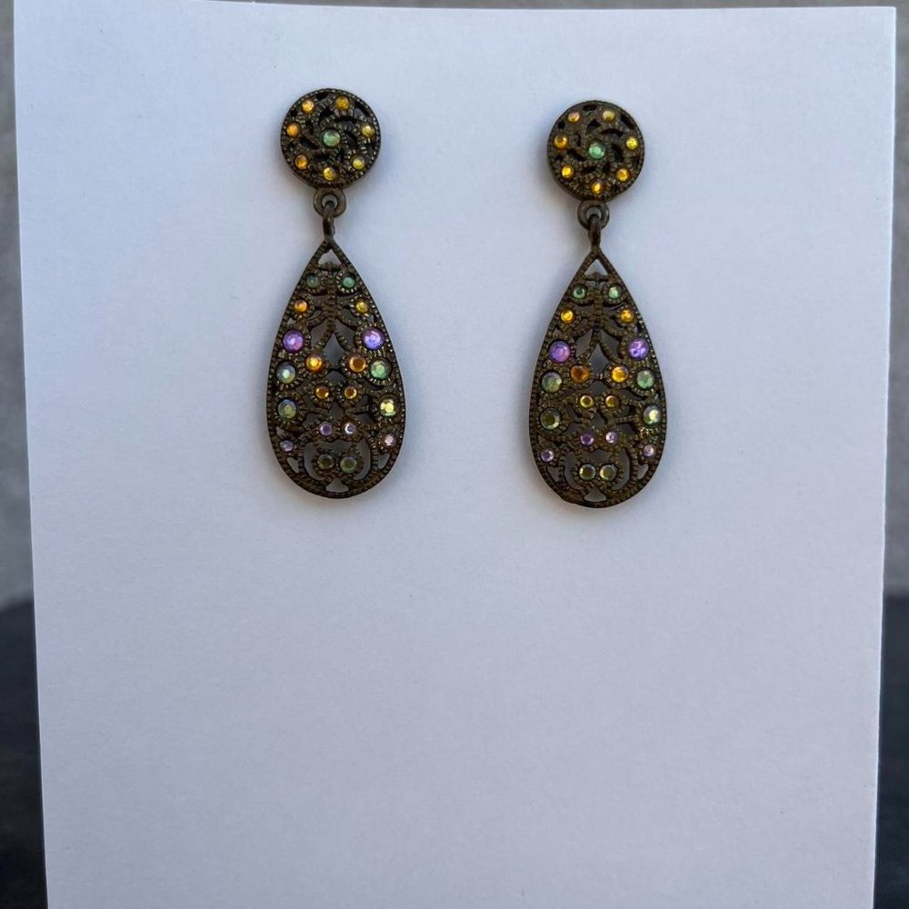Rainbow crystal lattice earrings